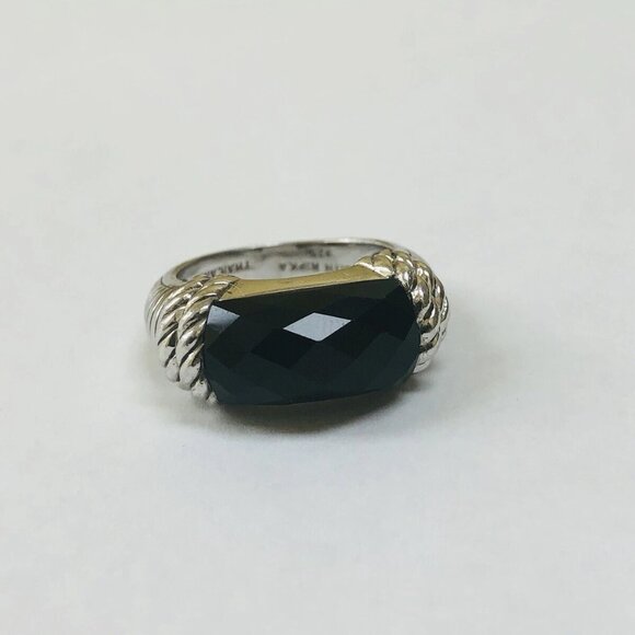 925 Sterling Silver Judith Ripka Black Onyx Faceted Ring Size 6 - Picture 2 of 9